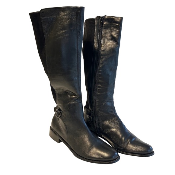 Van Eli Shoes - Van Eli Black Leather Tall Zip‎ Up Boots Women's 7.5M Riding Style